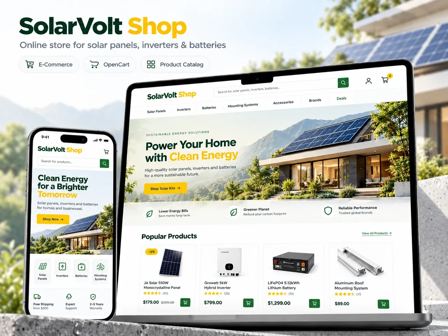 SolarVolt Shop — Інтернет-магазин сонячних панелей та інверторів